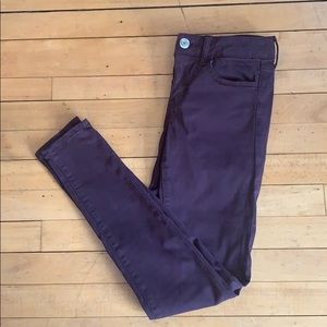 Suede Wine Colored Skinny Jeans